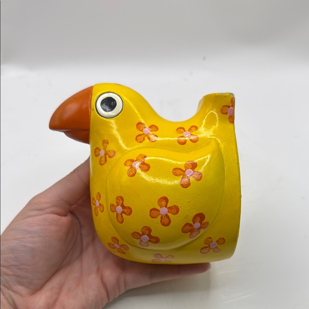 Vintage 70s Fitz And Floyd Yellow Bird String Holder Floral Collectible Crafts